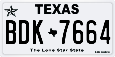 TX license plate BDK7664