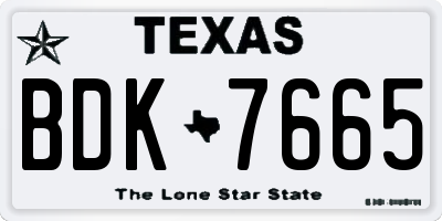 TX license plate BDK7665