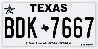 TX license plate BDK7667