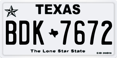 TX license plate BDK7672