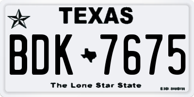 TX license plate BDK7675