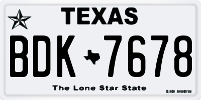TX license plate BDK7678