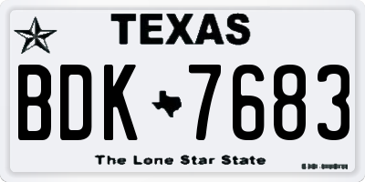 TX license plate BDK7683