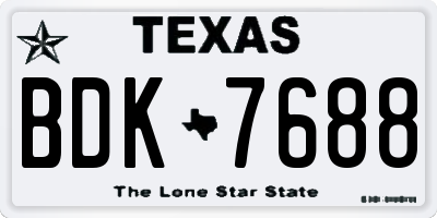 TX license plate BDK7688
