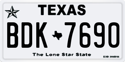 TX license plate BDK7690