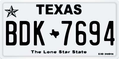 TX license plate BDK7694