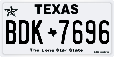 TX license plate BDK7696