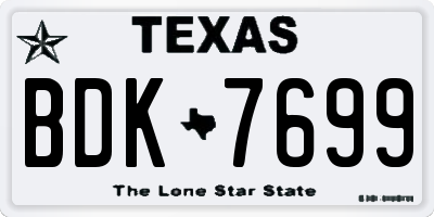 TX license plate BDK7699
