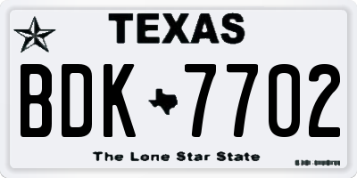 TX license plate BDK7702