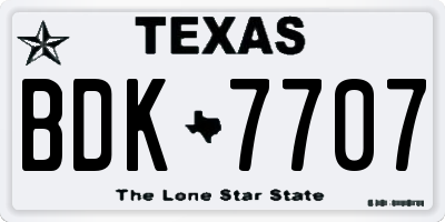 TX license plate BDK7707