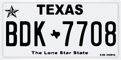 TX license plate BDK7708