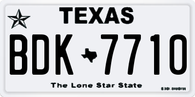 TX license plate BDK7710