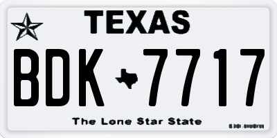 TX license plate BDK7717