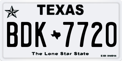 TX license plate BDK7720