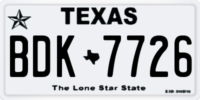 TX license plate BDK7726