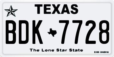 TX license plate BDK7728
