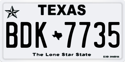 TX license plate BDK7735