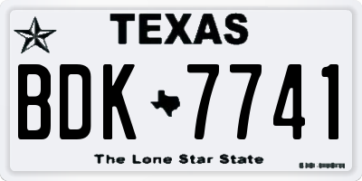 TX license plate BDK7741