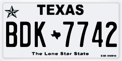 TX license plate BDK7742
