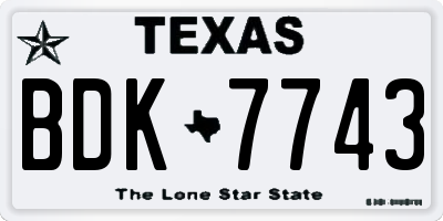 TX license plate BDK7743