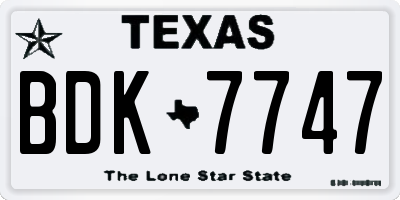 TX license plate BDK7747