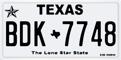 TX license plate BDK7748