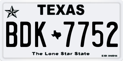 TX license plate BDK7752