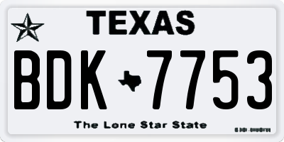 TX license plate BDK7753