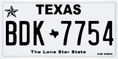 TX license plate BDK7754