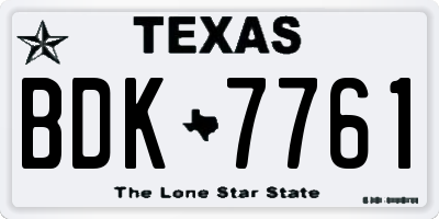 TX license plate BDK7761