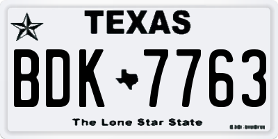 TX license plate BDK7763