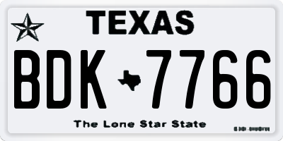 TX license plate BDK7766