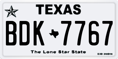 TX license plate BDK7767
