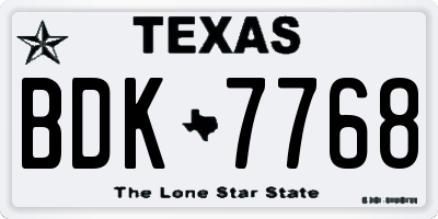 TX license plate BDK7768