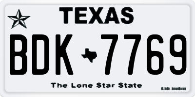 TX license plate BDK7769