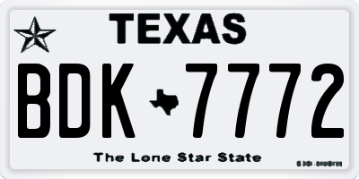 TX license plate BDK7772