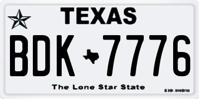 TX license plate BDK7776