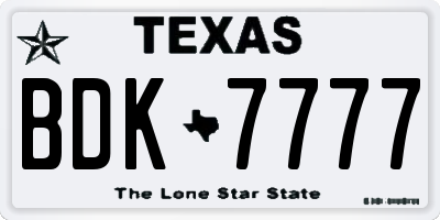 TX license plate BDK7777
