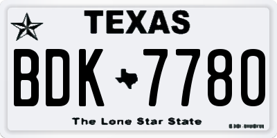 TX license plate BDK7780