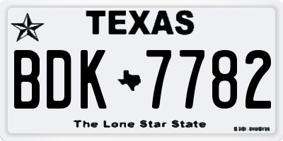 TX license plate BDK7782