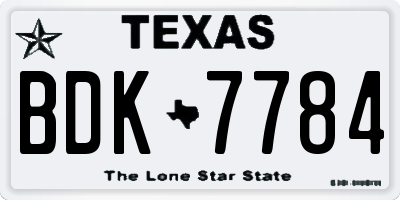 TX license plate BDK7784