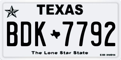 TX license plate BDK7792