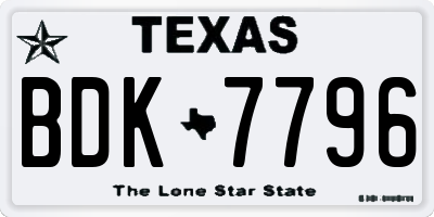 TX license plate BDK7796