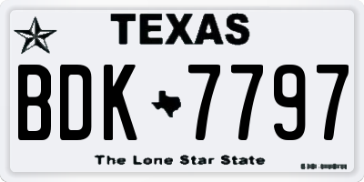 TX license plate BDK7797