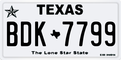 TX license plate BDK7799