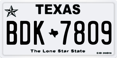 TX license plate BDK7809