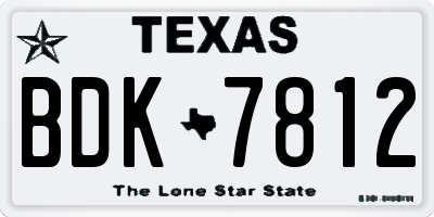TX license plate BDK7812