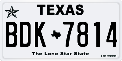 TX license plate BDK7814