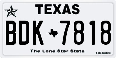 TX license plate BDK7818