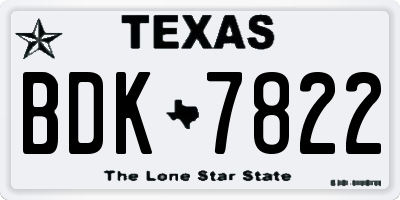 TX license plate BDK7822